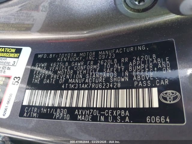 4T1K31AK7RU623428 Toyota Camry Hybrid Xse