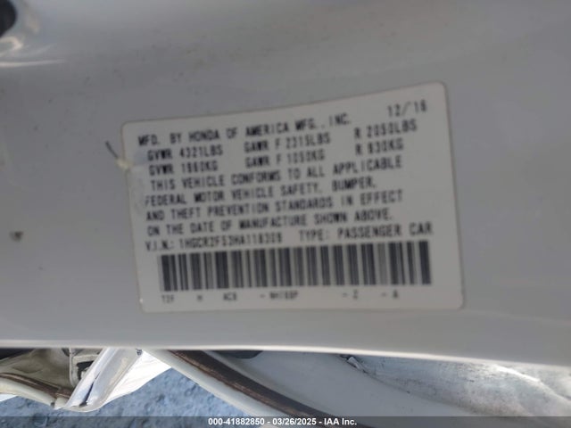1HGCR2F53HA118309 Honda Accord Sport