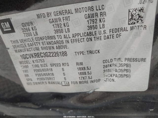 1GCVKREC3GZ226188 Chevrolet Silverado 1500 2lt