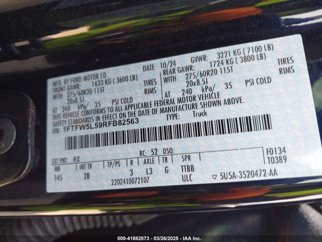 1FTFW5L59RFB82563 Ford F-150 Lariat