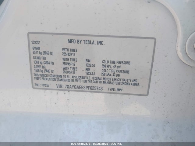 2023 TESLA MODEL Y 7SAYGAEE3PF625743 Photo 8