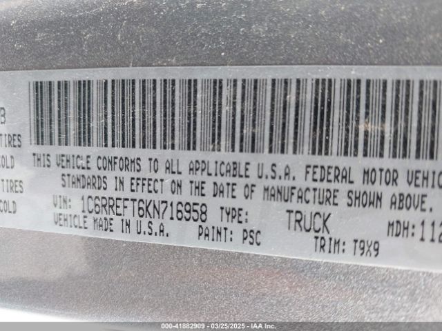 1C6RREFT6KN716958 RAM 1500 Big Horn/lone Star  4x2 5'7 Box