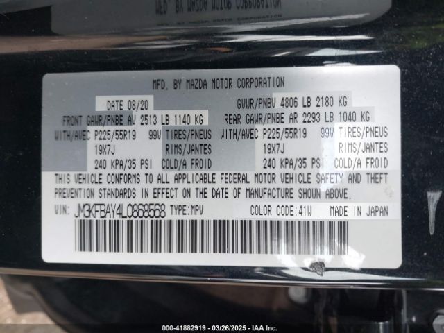 JM3KFBAY4L0868568 Mazda Cx-5 Grand Touring Reserve