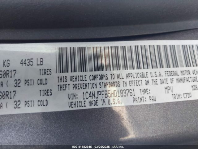 1C4NJPFB5HD183761 Jeep Patriot Latitude Fwd
