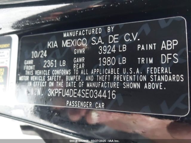 3KPFU4DE4SE034416 KIA K4 Ex