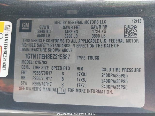 1GTN1TEH8EZ215387 GMC lv3 - vvt, aluminum, e85 max