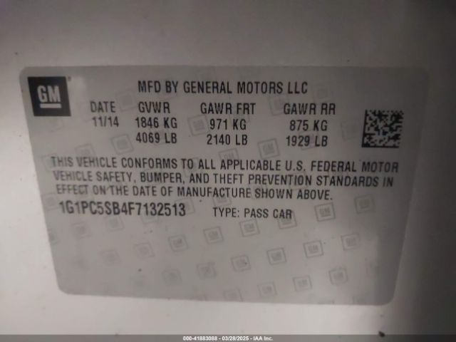1G1PC5SB4F7132513 Chevrolet Cruze 1lt Auto