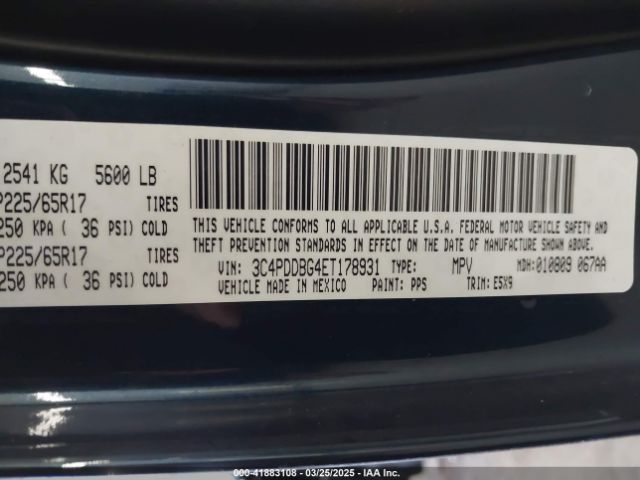 3C4PDDBG4ET178931 Dodge Journey Sxt