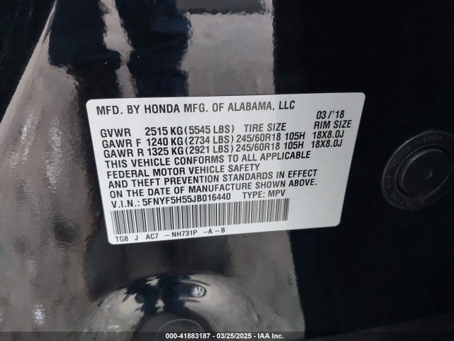 Honda Pilot Ex-l 2018 5FNYF5H55JB016440 Image 9