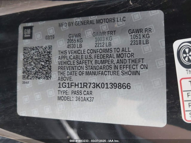 1G1FH1R73K0139866 Chevrolet CAMARO 2SS