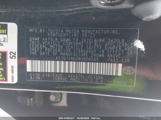 4T1G11AK0RU858569 Toyota CAMRY SE