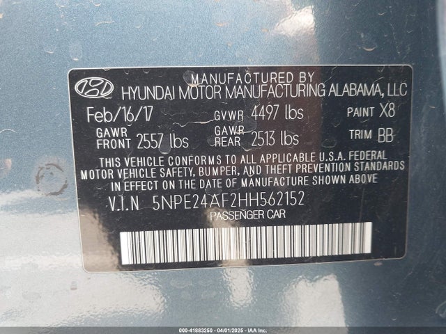 5NPE24AF2HH562152 Hyundai Sonata