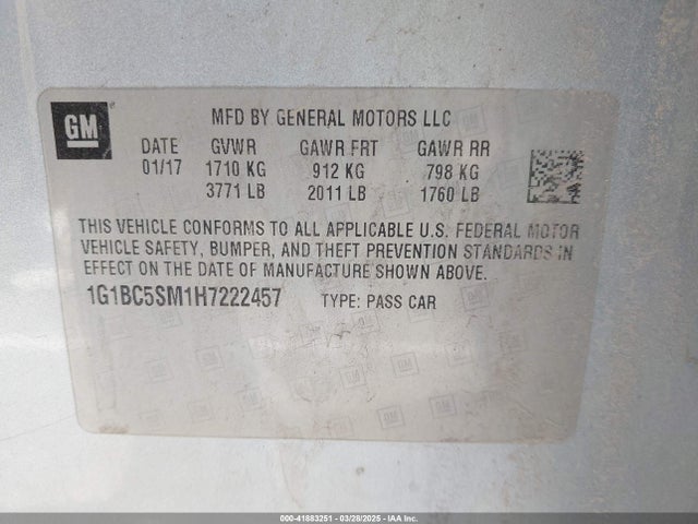 1G1BC5SM1H7222457 Chevrolet Cruze Ls Auto