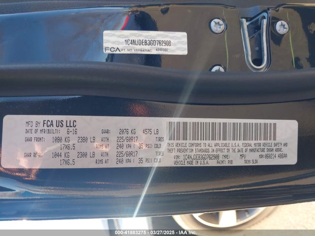 1C4NJDEB3GD762908 Jeep Compass High Altitude Edition