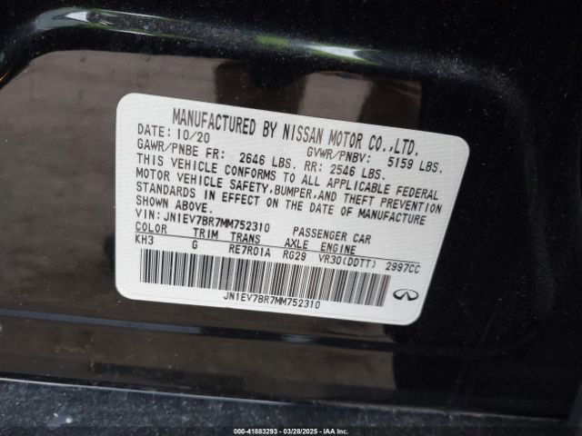 JN1EV7BR7MM752310 Infiniti Q50 Luxe Awd