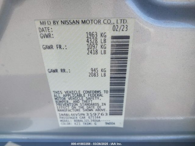 1N4BL4EV5PN359763 Nissan Altima Sl Fwd