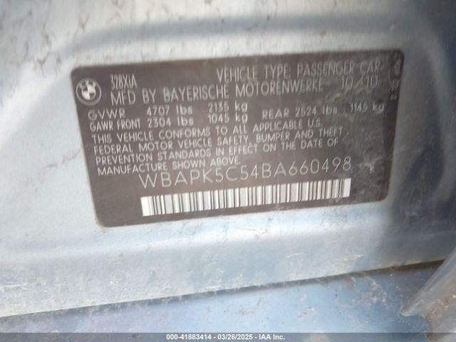 2011 BMW 328I WBAPK5C54BA660498 Photo 8
