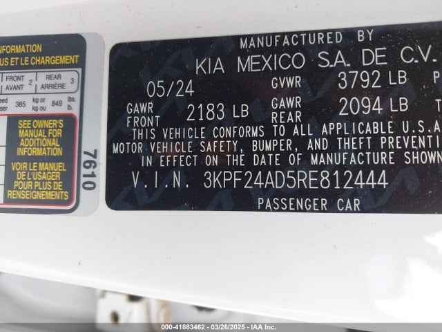 3KPF24AD5RE812444 KIA Forte Lxs