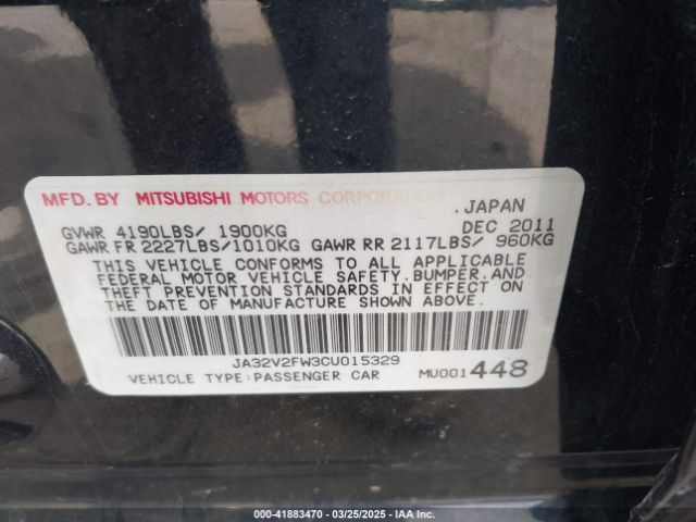 2012 MITSUBISHI LANCER JA32V2FW3CU015329 Photo 8
