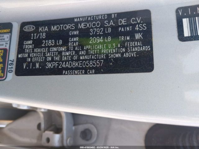 2019 KIA FORTE 3KPF24AD8KE058557 Photo 8