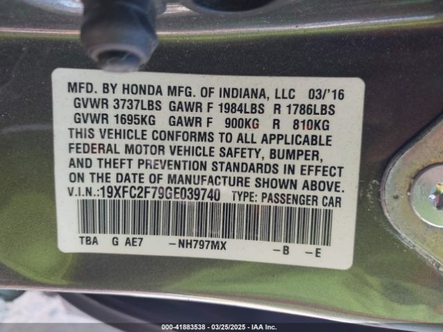 19XFC2F79GE039740 Honda CIVIC EX