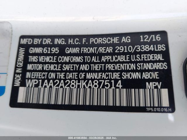 WP1AA2A28HKA87514 Porsche Cayenne Platinum Edition