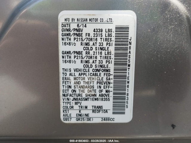 Nissan Rogue Select S 2014 JN8AS5MT1EW618355 Image 9