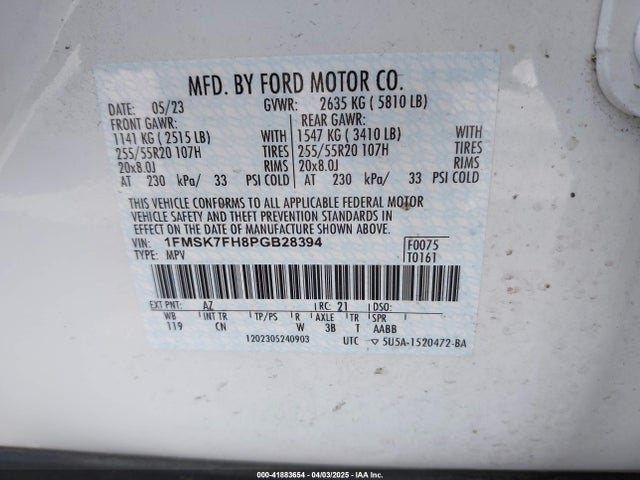 Ford Explorer Limited 2023 1FMSK7FH8PGB28394 Image 9