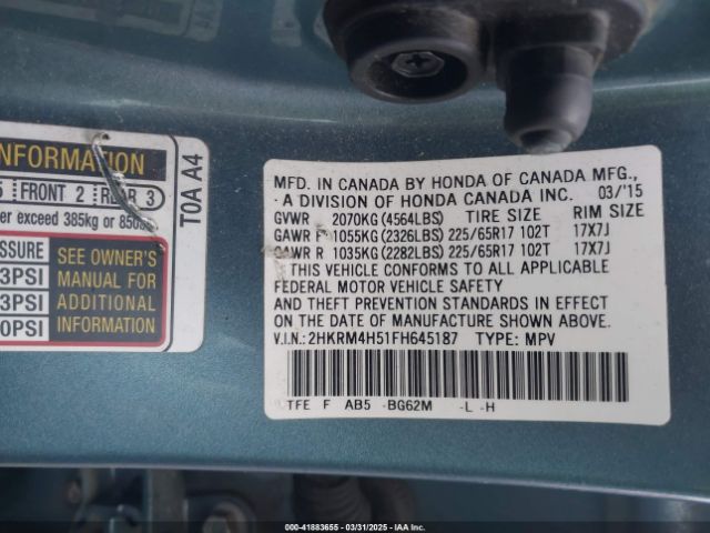 2HKRM4H51FH645187 Honda CR-V EX