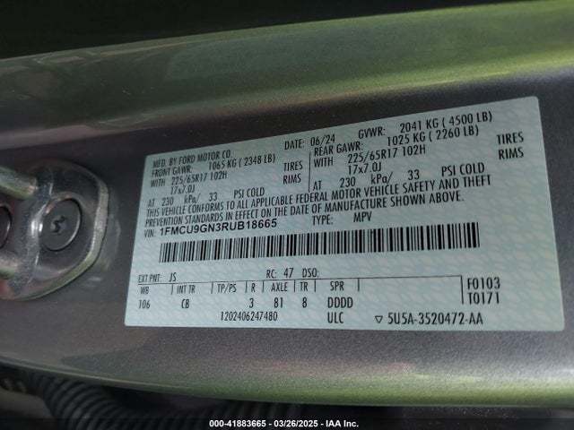 Ford Escape Active 2024 1FMCU9GN3RUB18665 Image 9