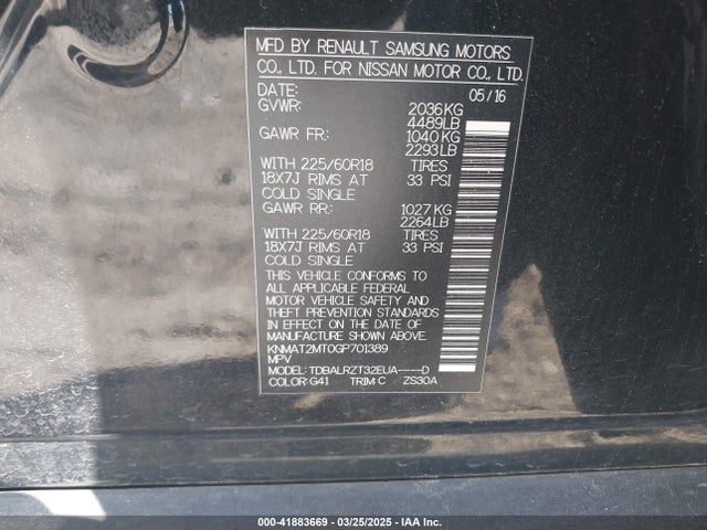 KNMAT2MT0GP701389 Nissan Rogue Sl