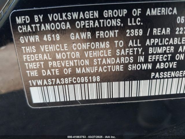 1VWAS7A38FC095198 Volkswagen Passat 1.8t Limited Edition