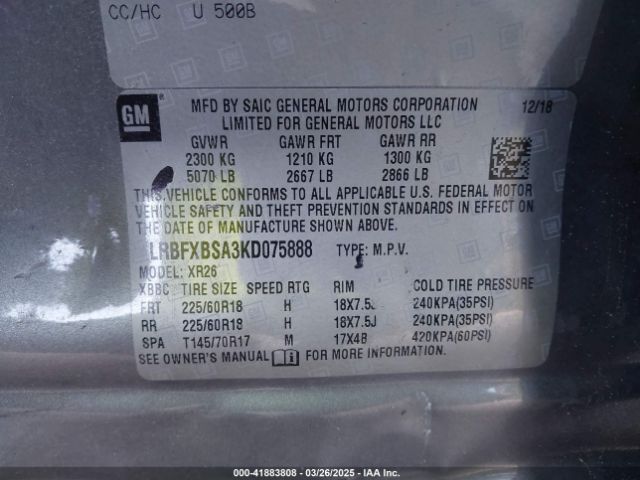 LRBFXBSA3KD075888 Buick Envision Fwd Preferred