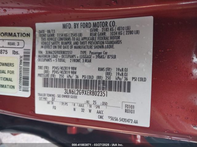 3LN6L2G9XER802351 Lincoln MKZ