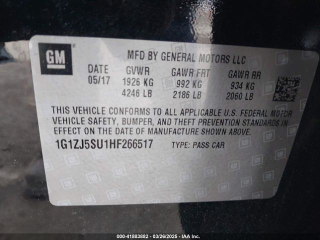 1G1ZJ5SU1HF266517 Chevrolet MALIBU HYBRID