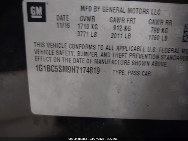 1G1BC5SM9H7174819 Chevrolet Cruze Ls Auto