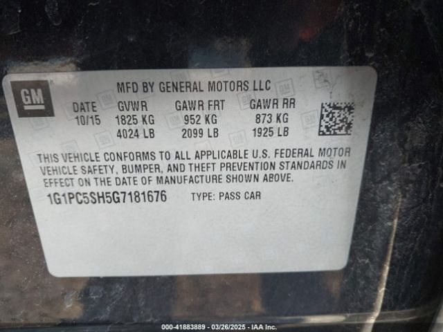 1G1PC5SH5G7181676 Chevrolet Cruze Limited Ls Auto