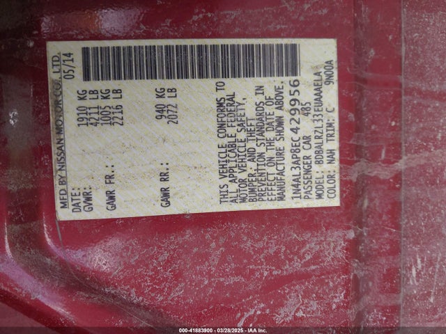1N4AL3AP8EC429956 Nissan Altima 2.5 S