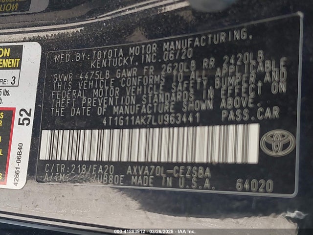 4T1G11AK7LU963441 Toyota a25a-fks