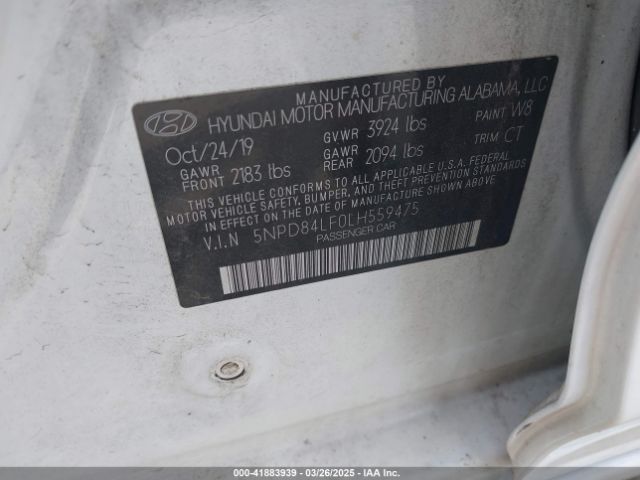 5NPD84LF0LH559475 Hyundai Elantra Sel/value/limited