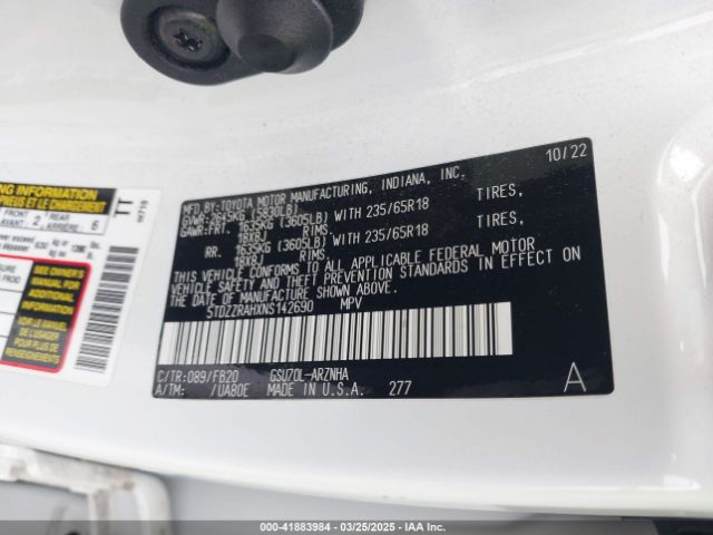 5TDZZRAHXNS142690 Toyota Highlander Le