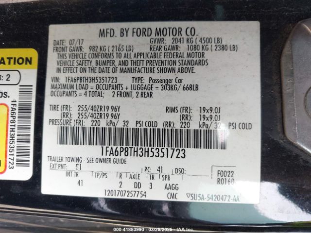 2017 FORD MUSTANG 1FA6P8TH3H5351723 Photo 8