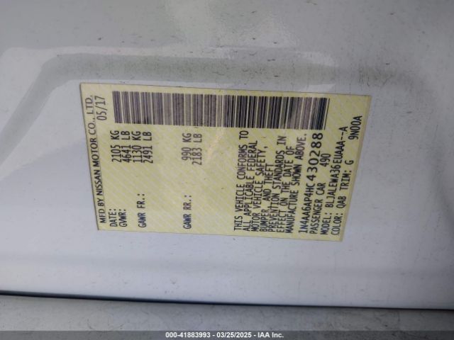 1N4AA6AP4HC430288 Nissan Maxima 3.5 Sl