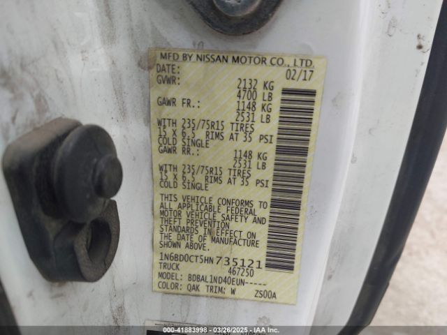1N6BD0CT5HN735121 Nissan FRONTIER S