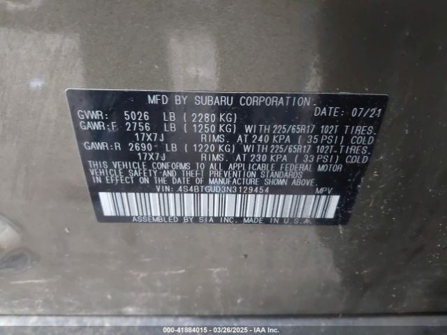 4S4BTGUD3N3129454 Subaru Outback Wilderness