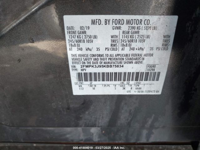 2FMPK3J95KBB75834 Ford EDGE SEL