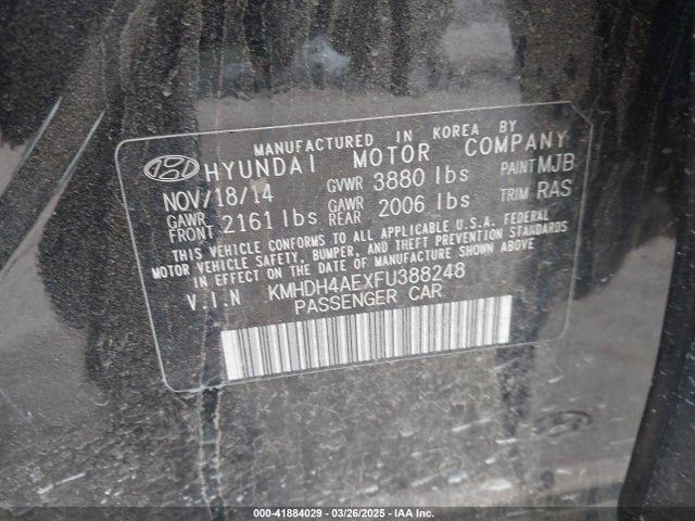 KMHDH4AEXFU388248 Hyundai ELANTRA SE