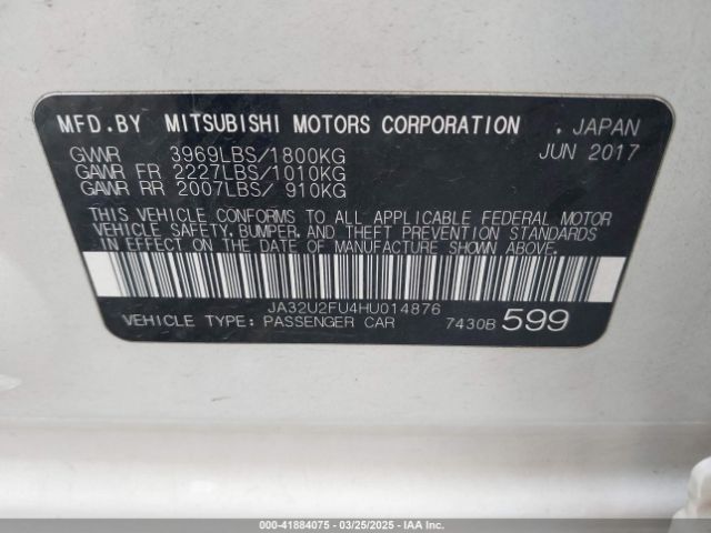 JA32U2FU4HU014876 Mitsubishi LANCER ES