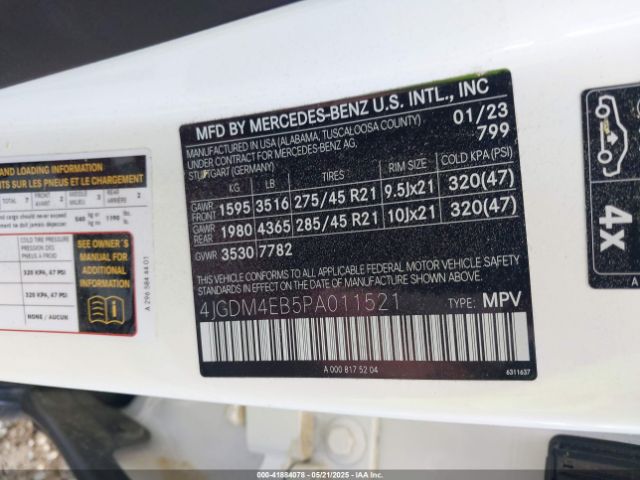 4JGDM4EB5PA011521 Mercedes-Benz Eqs 580 Suv 4matic