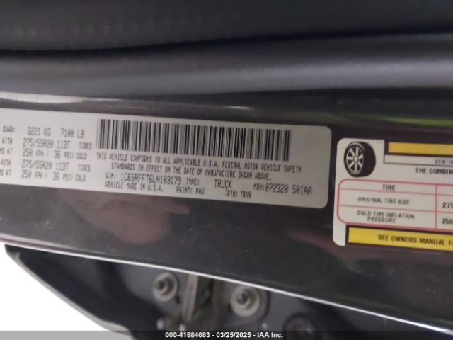 1C6SRFFT6LN103179 RAM 1500 Big Horn  4x4 5'7 Box